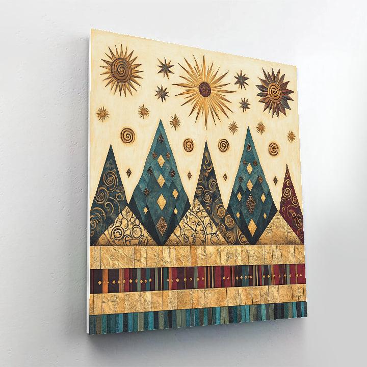 Gustav Klimt Inspired Golden Mountain Horizon DIY paint by numbers