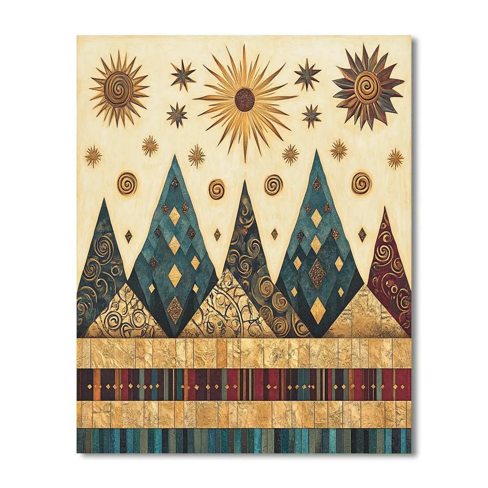 Gustav Klimt Inspired Golden Mountain Horizon DIY paint by numbers