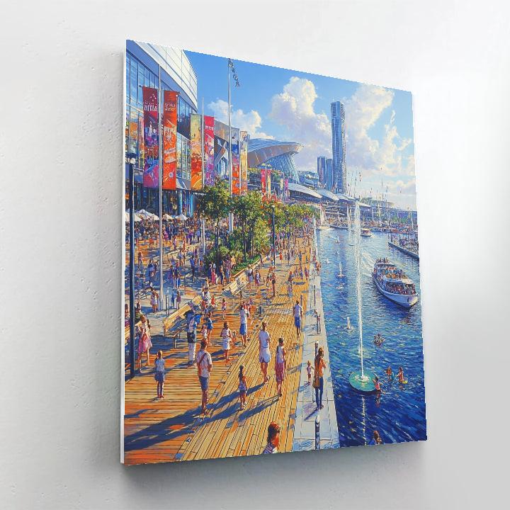 Harbor Promenade At Darling Harbour Sydney Australia Numbered painting kits
