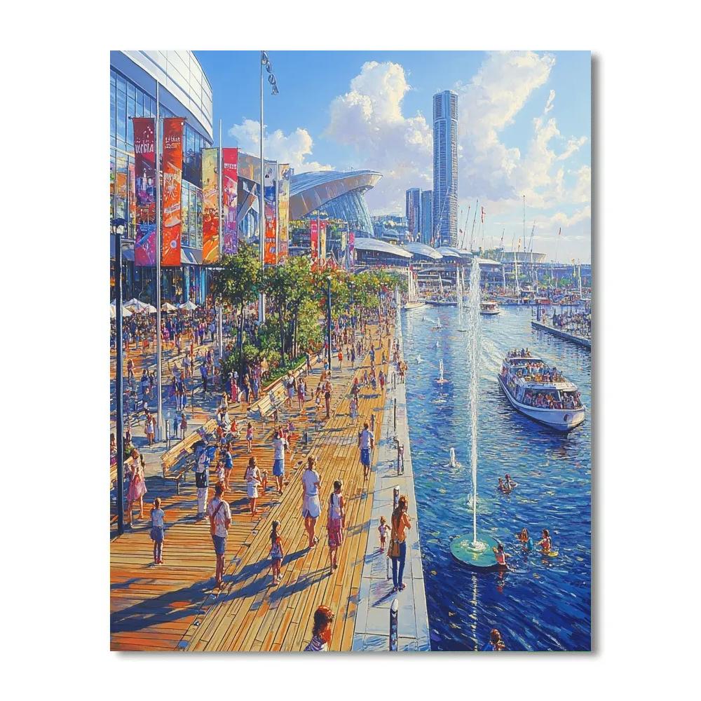 Harbor Promenade At Darling Harbour Sydney Australia Numbered painting kits