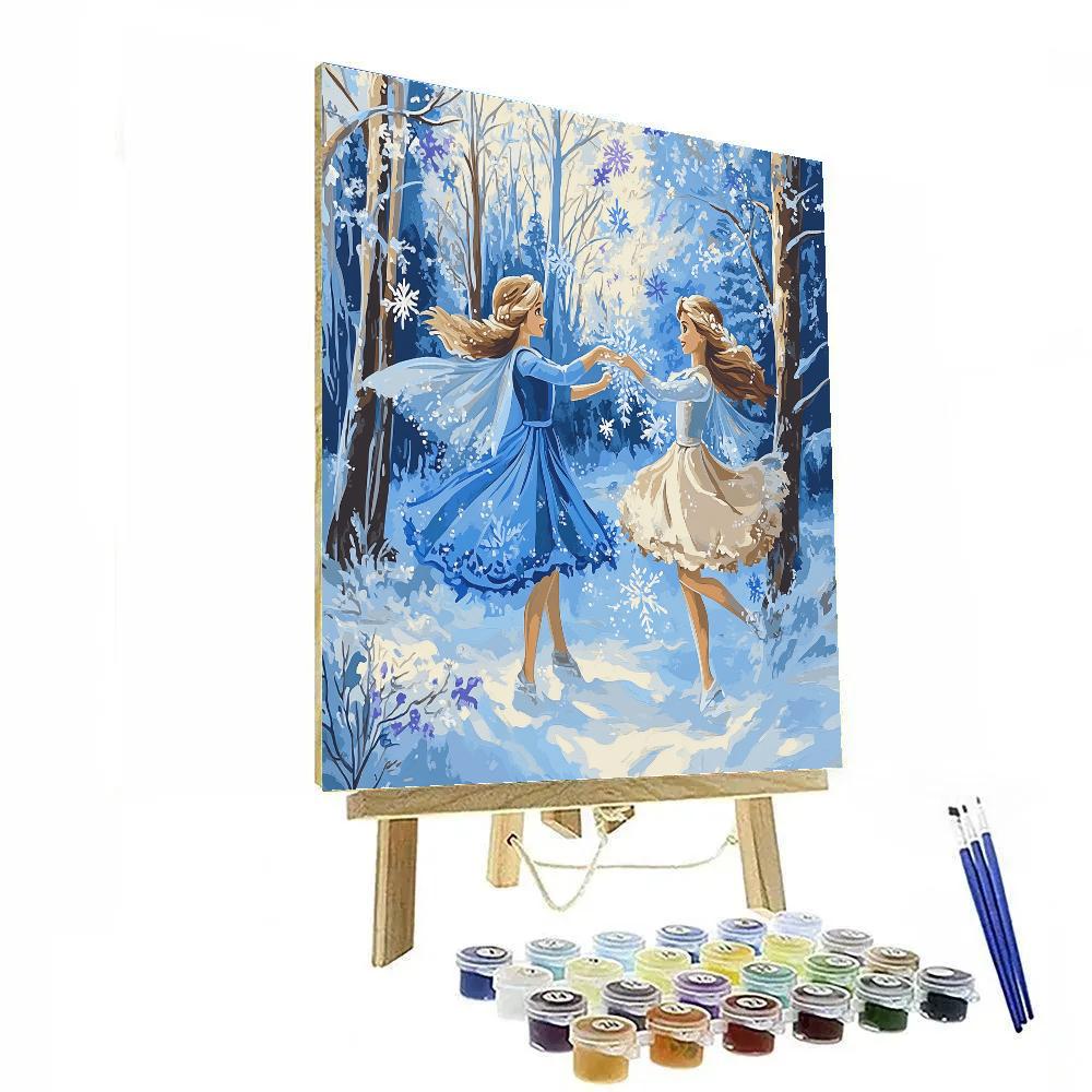 Anna And Elsa’s Snowflake Dance Disney Inspired painting number kit