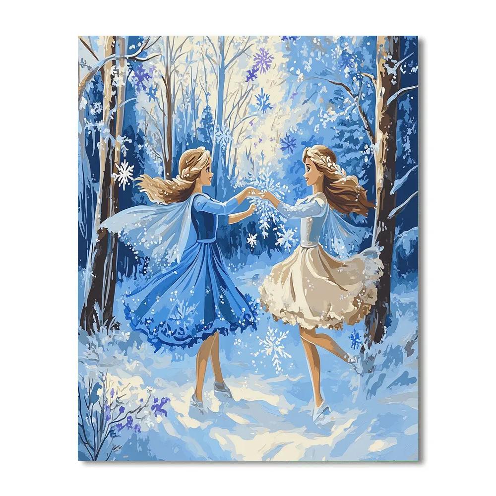 Anna And Elsa’s Snowflake Dance Disney Inspired painting number kit