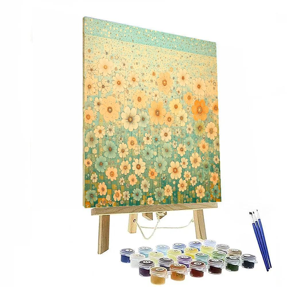 Gustav Klimt Inspired Ornamental Spring Blossom Field Paint by numbers art