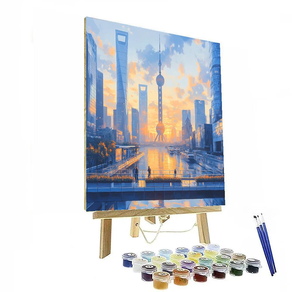 Sunrise Over Shanghai Tower Lujiazui Shanghai China Numbered painting kits