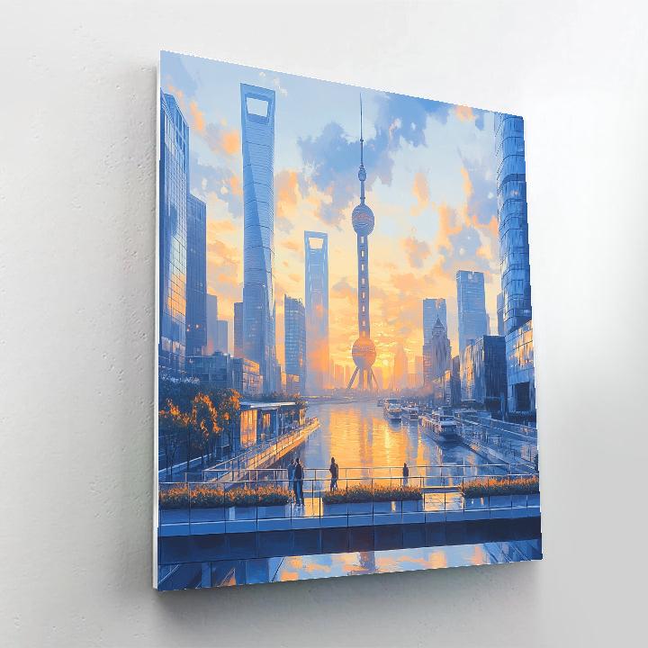 Sunrise Over Shanghai Tower Lujiazui Shanghai China Numbered painting kits