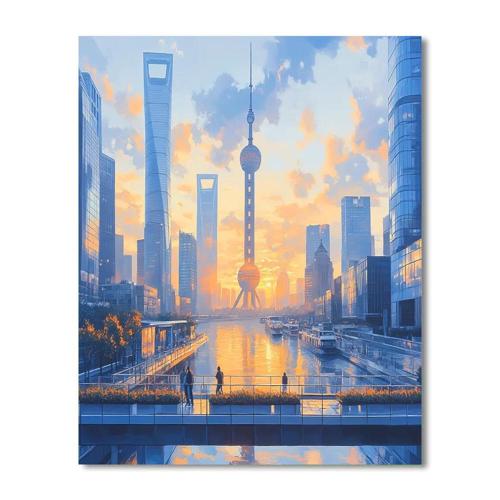 Sunrise Over Shanghai Tower Lujiazui Shanghai China Numbered painting kits