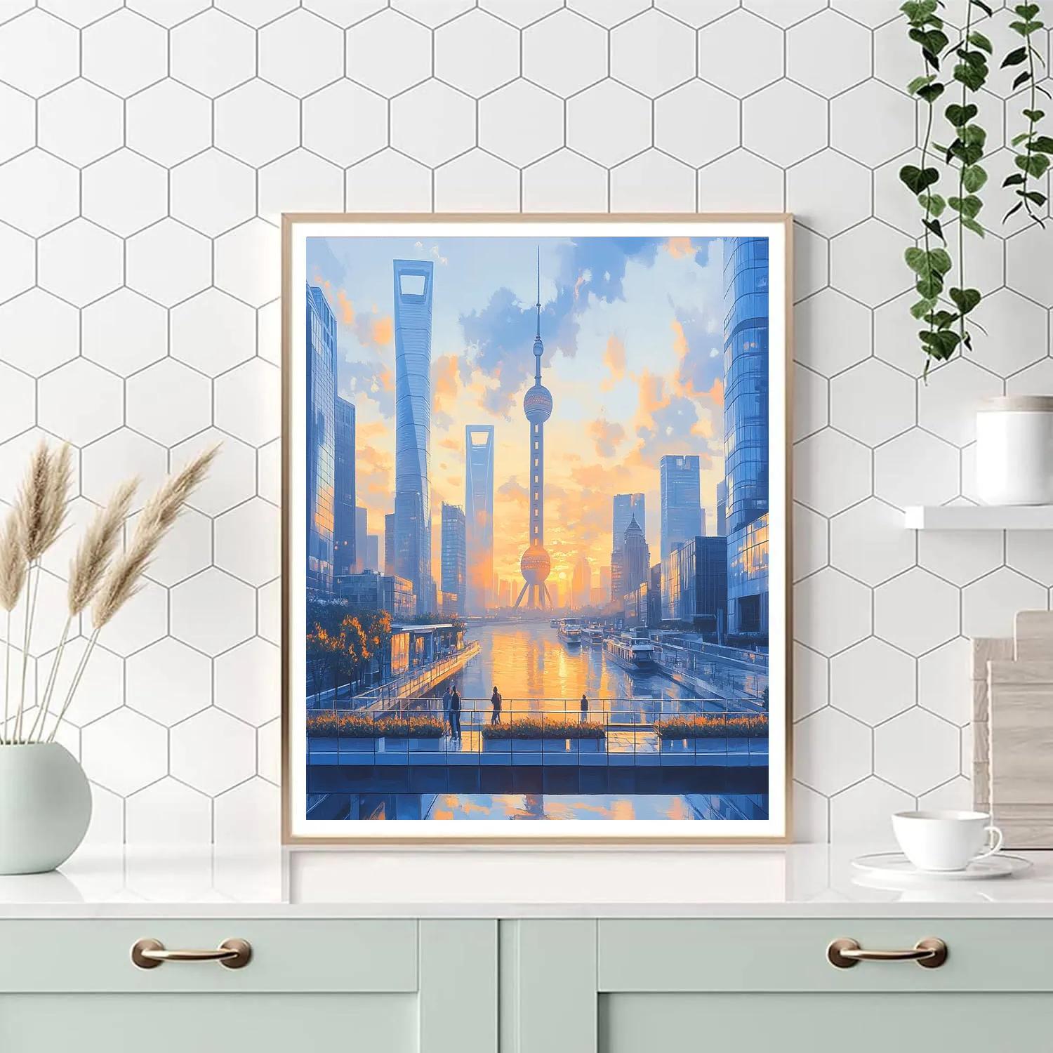 Sunrise Over Shanghai Tower Lujiazui Shanghai China Numbered painting kits