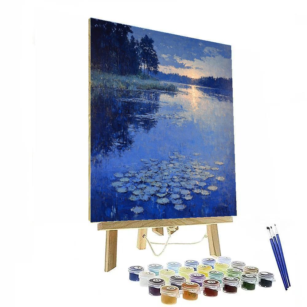 Claude Monet Inspired Quiet Pond At Blue Hour Number painting