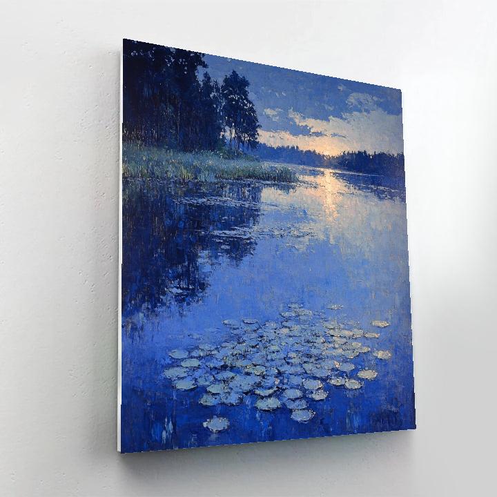 Claude Monet Inspired Quiet Pond At Blue Hour Number painting