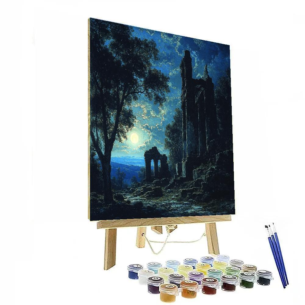 Caspar David Friedrich Inspired Moonlit Landscape painting number kit