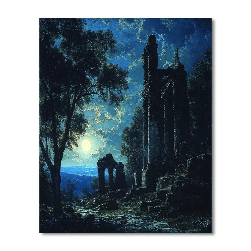 Caspar David Friedrich Inspired Moonlit Landscape painting number kit