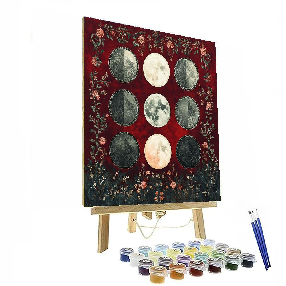 Frida Kahlo Inspired Lunar Phases Of Renewal Patterns Numbered painting kits