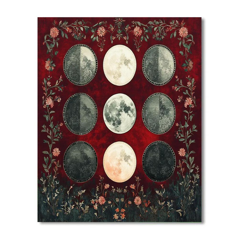 Frida Kahlo Inspired Lunar Phases Of Renewal Patterns Numbered painting kits