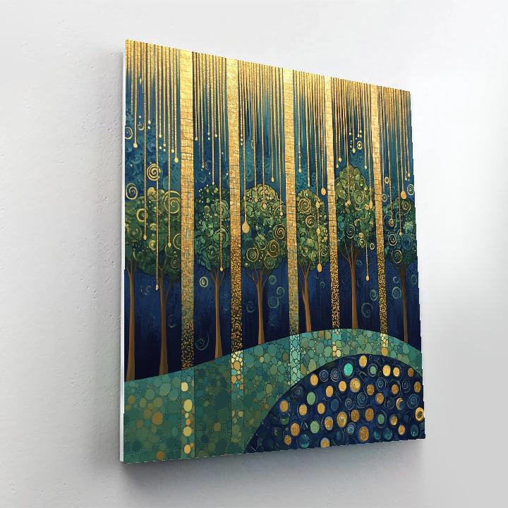 Gustav Klimt Inspired Golden Rain Over Forest painting number kit
