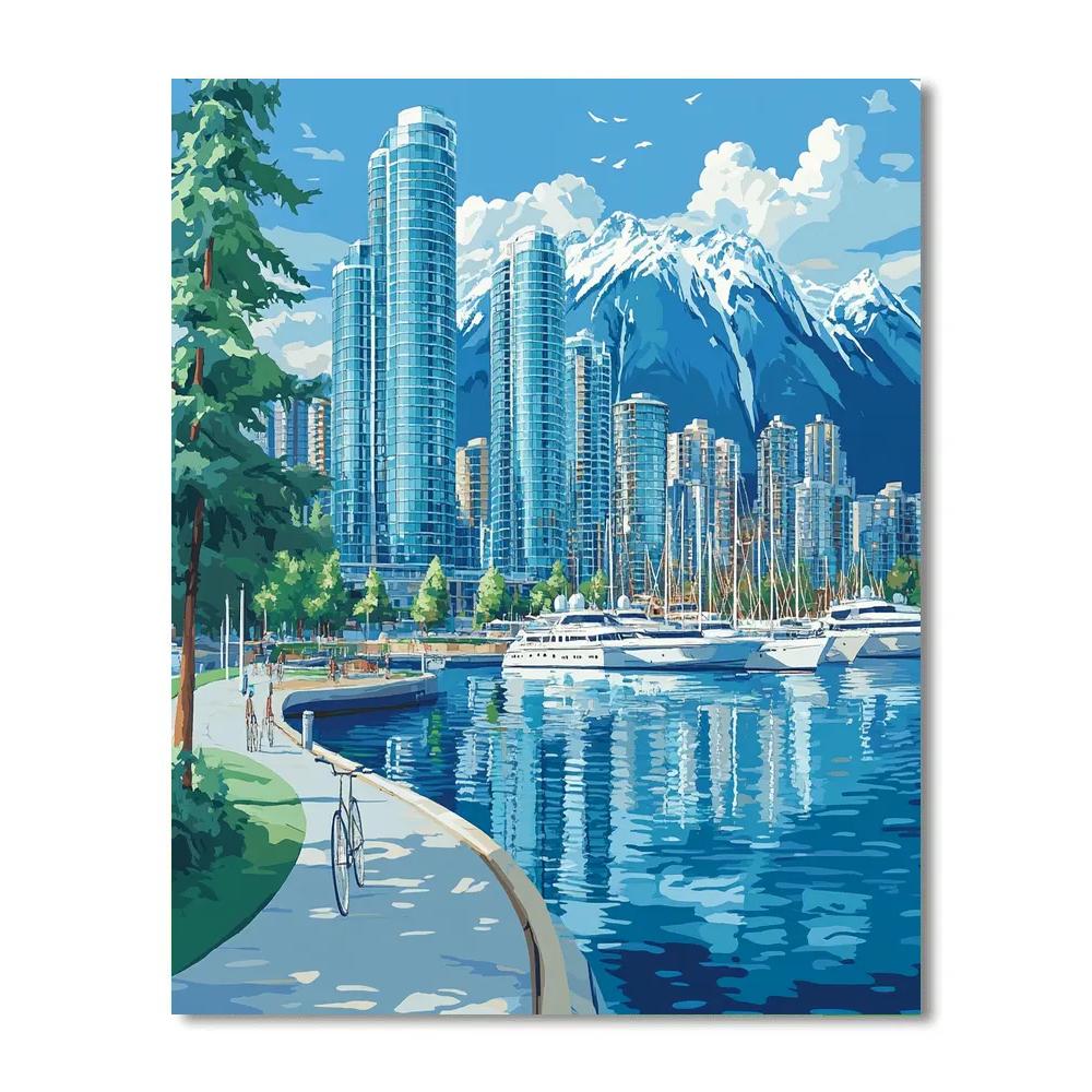 Harbourfront Skyline From Coal Harbour Vancouver Canada Paint by numbers art