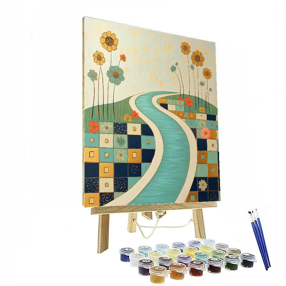 Gustav Klimt Inspired Mosaic Riverbank Garden paint by numbers