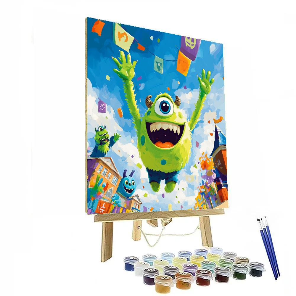 Mike Wazowski’s Monster School Day Disney Inspired Number painting