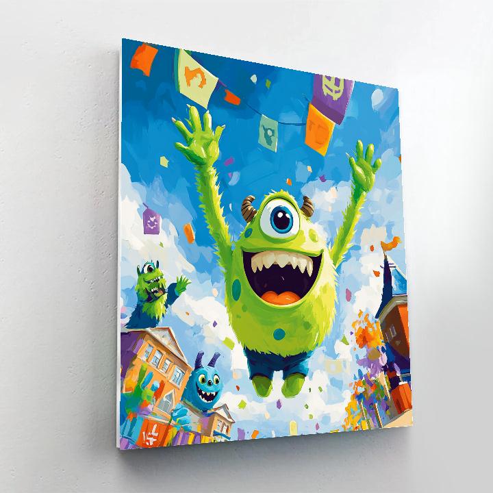 Mike Wazowski’s Monster School Day Disney Inspired Number painting