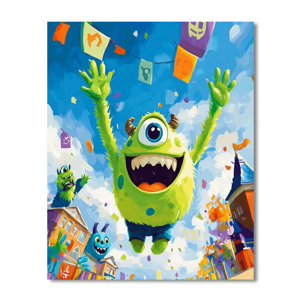 Mike Wazowski’s Monster School Day Disney Inspired Number painting