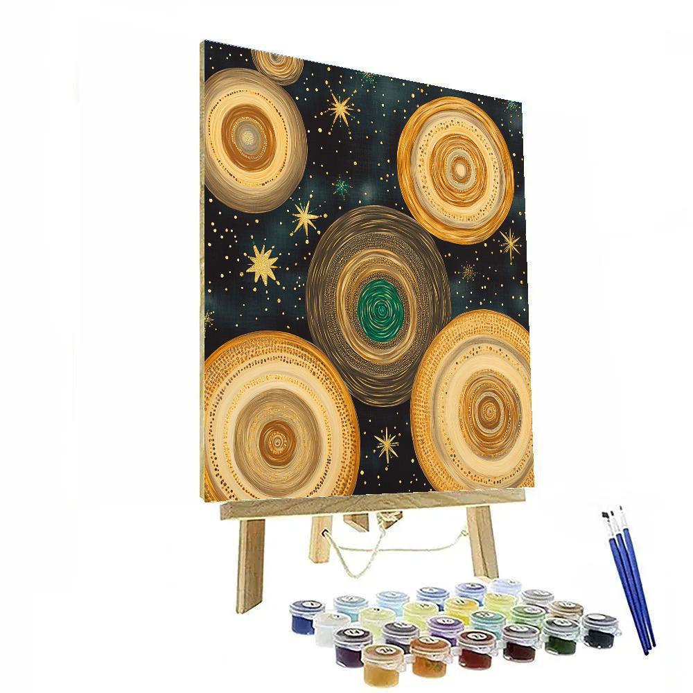 Gustav Klimt Inspired Celestial Tree Rings Pattern DIY paint by numbers