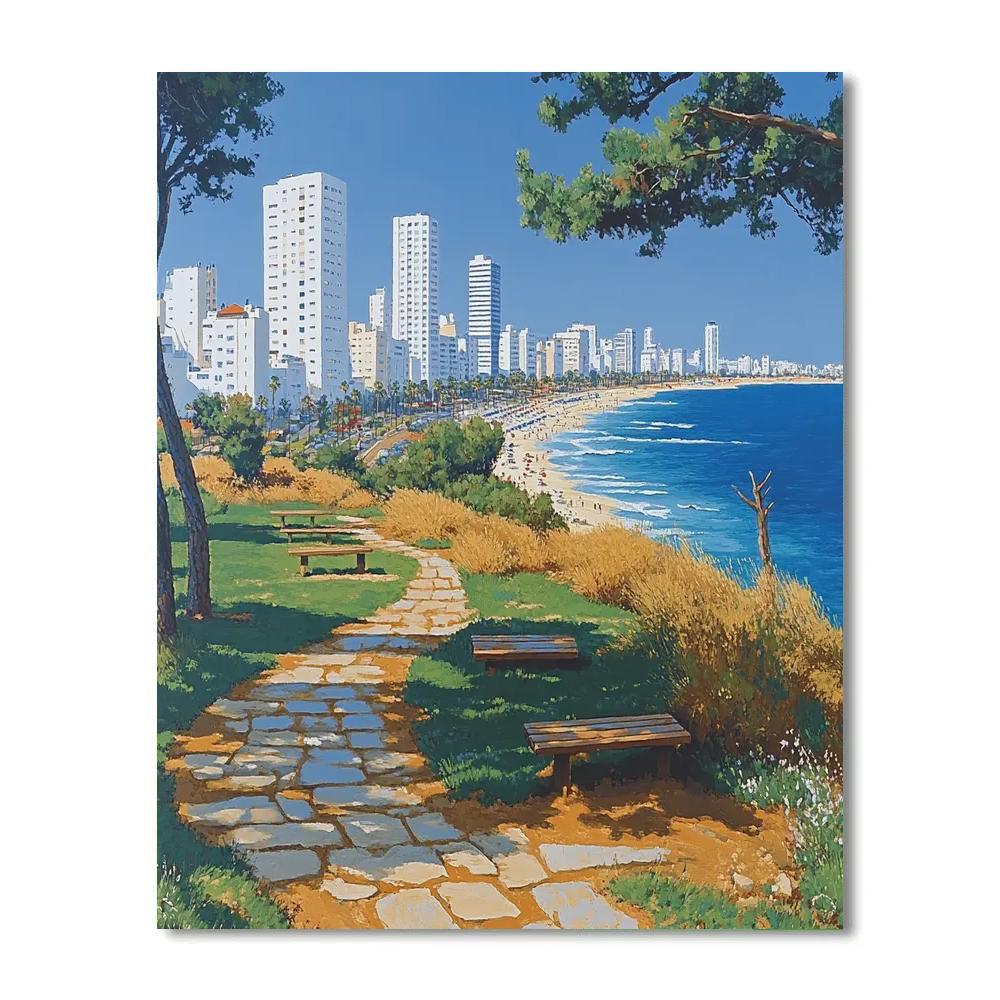 Skyline View From Bahai Park Overlooking Tel Aviv Israel Paint by numbers kits