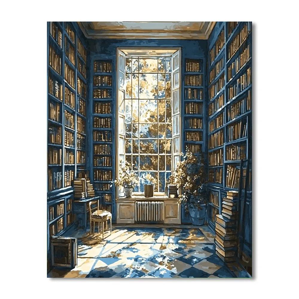 Johannes Vermeer Inspired Library Scene paint by numbers