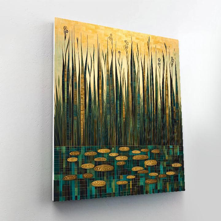 Gustav Klimt Inspired Golden Marsh With Reeds painting number kit