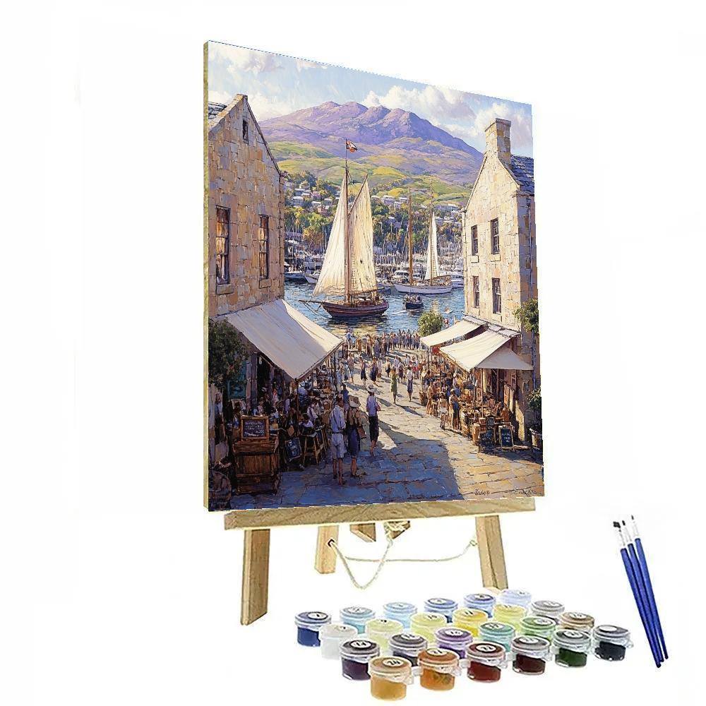 Harborfront Skyline Of Hobart From Salamanca Place Hobart Australia Painting by numbers kit