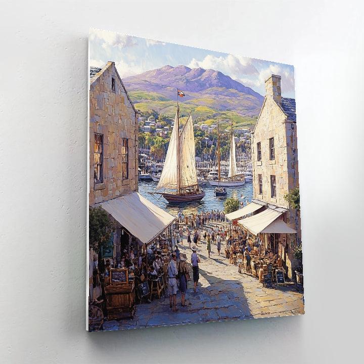 Harborfront Skyline Of Hobart From Salamanca Place Hobart Australia Painting by numbers kit