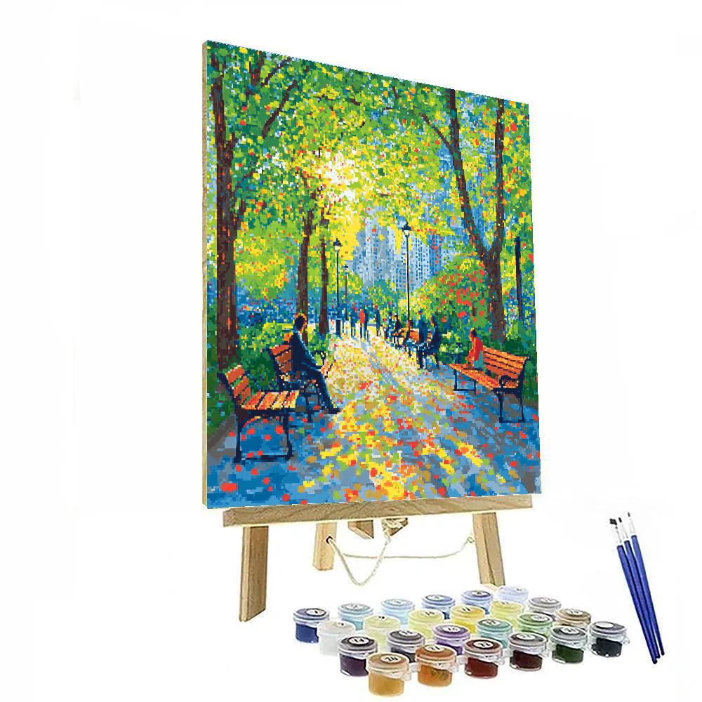Georges Seurat Inspired City Park Pointillism paint by numbers