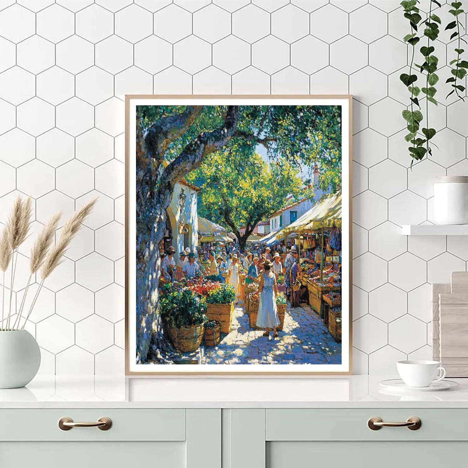 Camille Pissarro Inspired Village Market paint by numbers