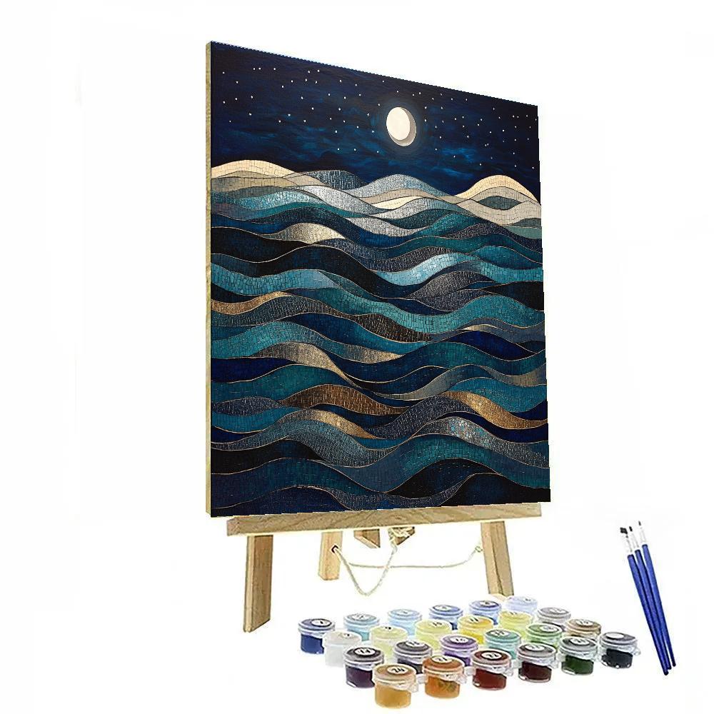 Gustav Klimt Inspired Ornamental Night Sea Surface paint by number