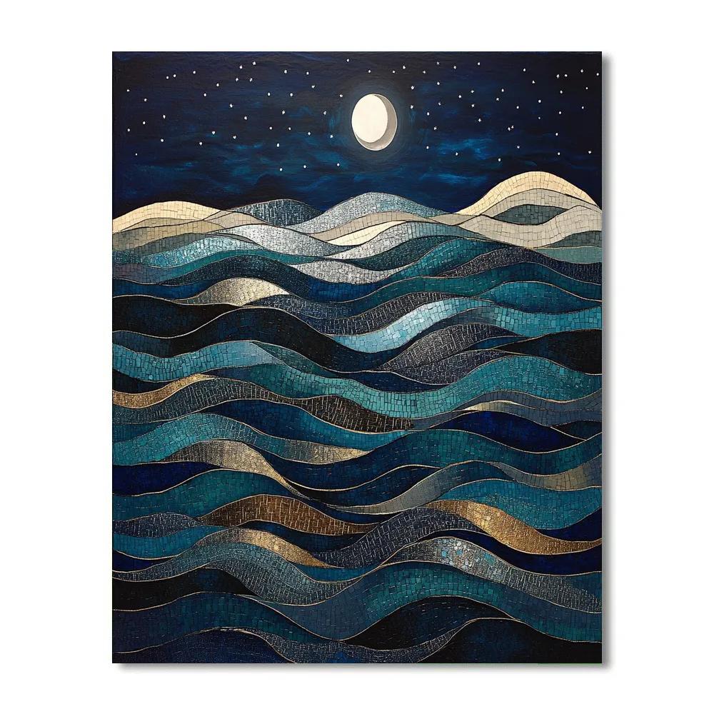Gustav Klimt Inspired Ornamental Night Sea Surface paint by number