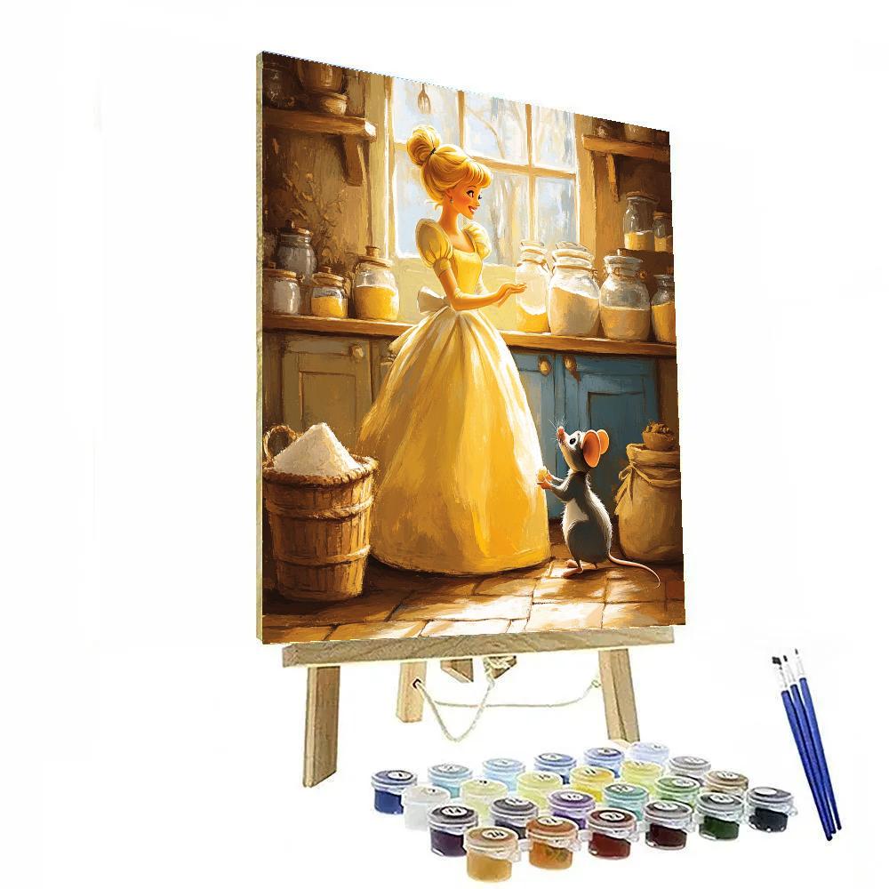 Cinderella And Gus In Kitchen Fun Disney Inspired Numbered painting kits