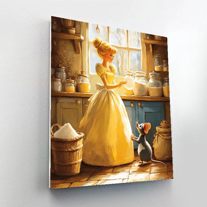 Cinderella And Gus In Kitchen Fun Disney Inspired Numbered painting kits