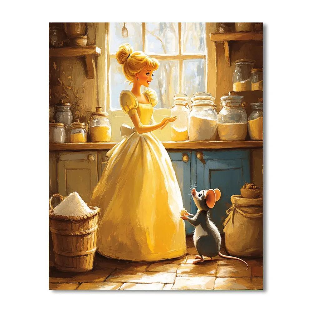Cinderella And Gus In Kitchen Fun Disney Inspired Numbered painting kits