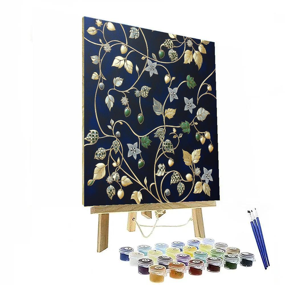Gustav Klimt Inspired Golden Vine Constellation paint by number