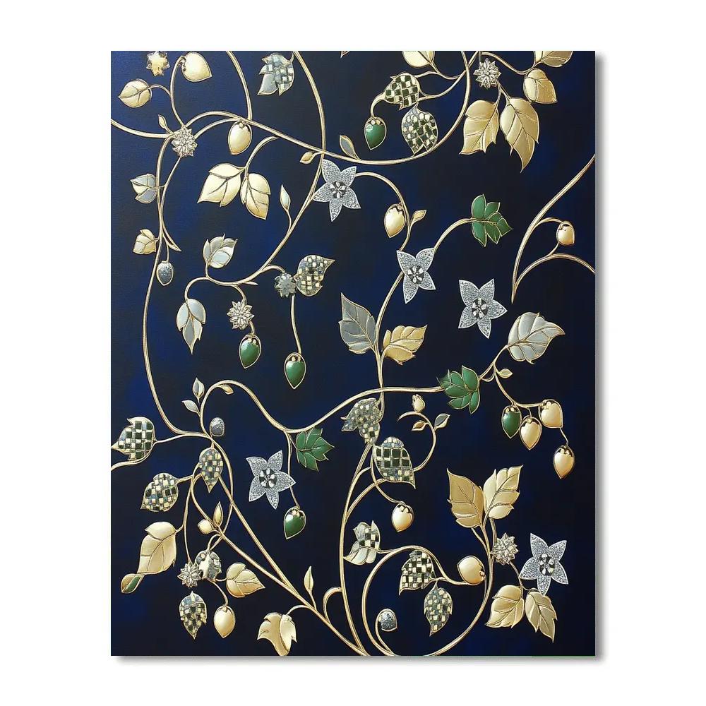 Gustav Klimt Inspired Golden Vine Constellation paint by number