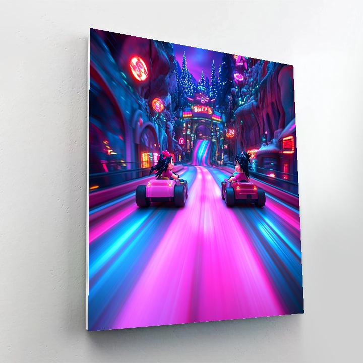 Ralph And Vanellope’s Arcade Rally Disney Inspired paint by numbers