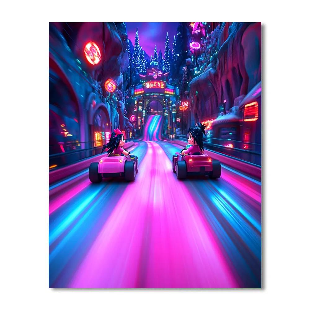 Ralph And Vanellope’s Arcade Rally Disney Inspired paint by numbers