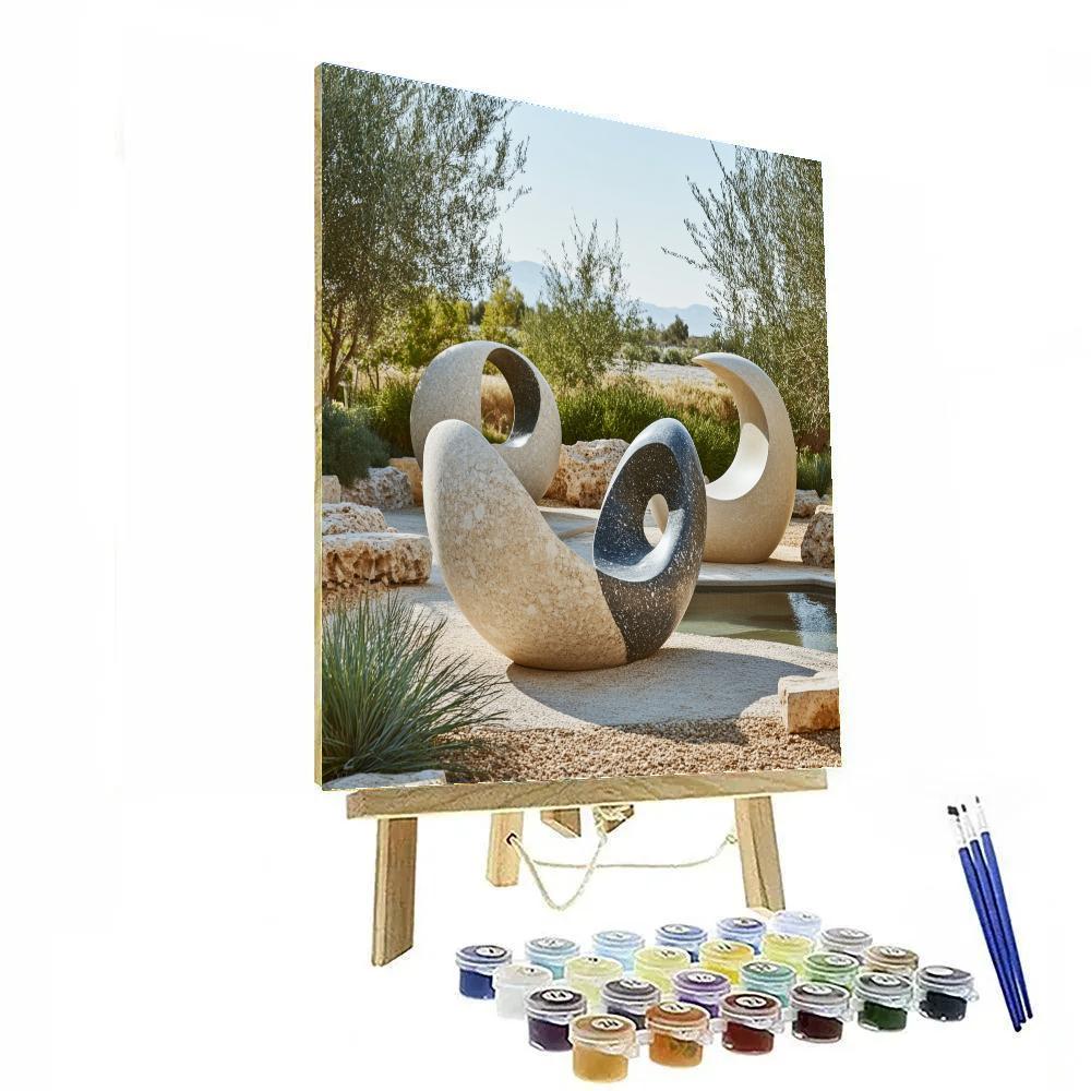 Barbara Hepworth Inspired Abstract Sculpture Garden paint by color