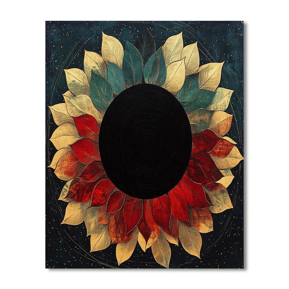 Frida Kahlo Inspired Black Hole Rosette Of Courage paint by number