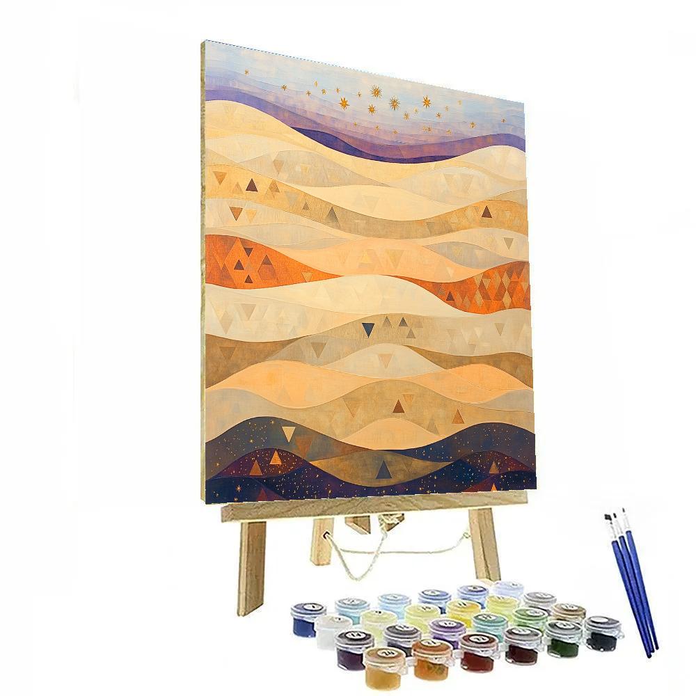 Gustav Klimt Inspired Abstract Golden Desert Dunes Number painting