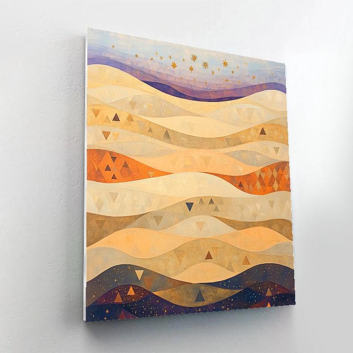 Gustav Klimt Inspired Abstract Golden Desert Dunes Number painting