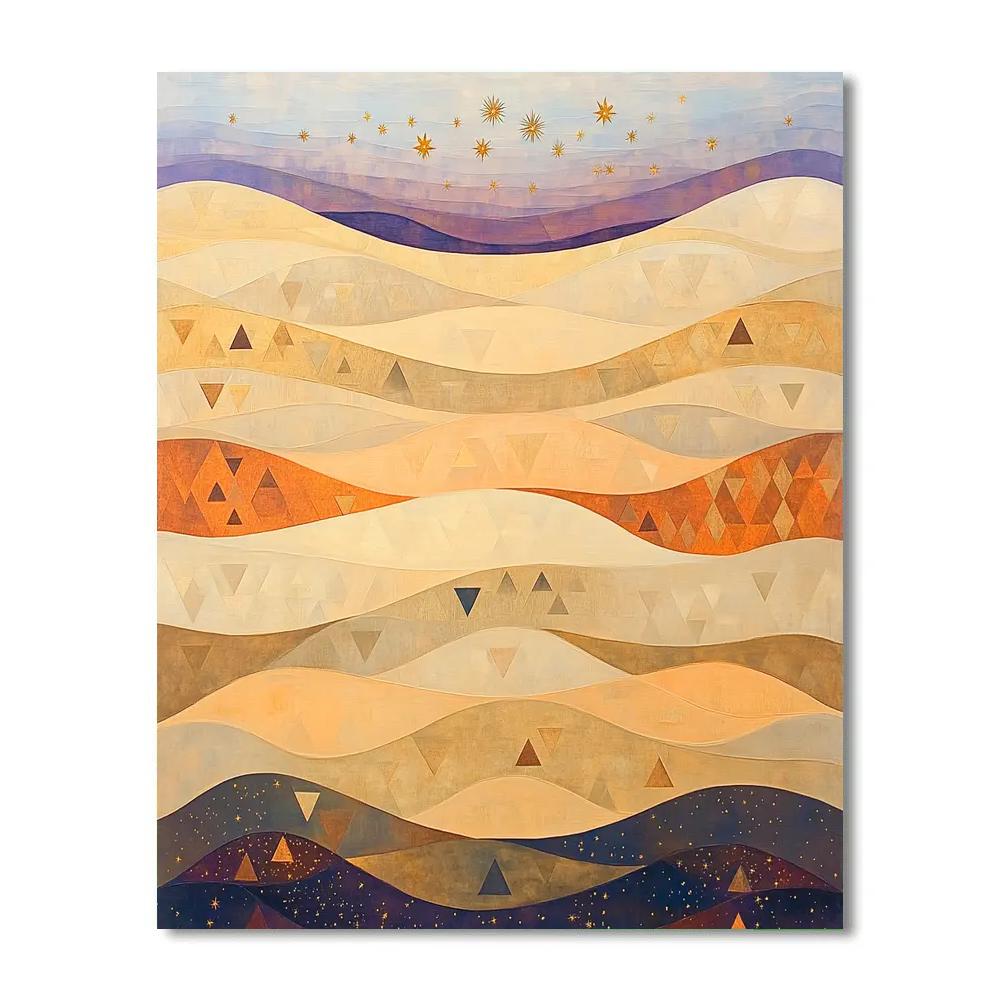 Gustav Klimt Inspired Abstract Golden Desert Dunes Number painting