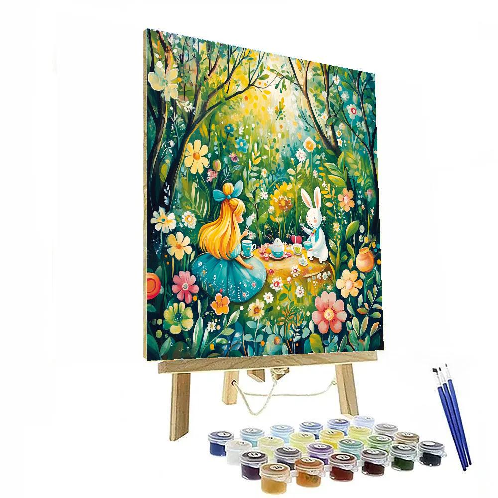 Alice And White Rabbit’s Wonderland Picnic Disney Inspired paint by number