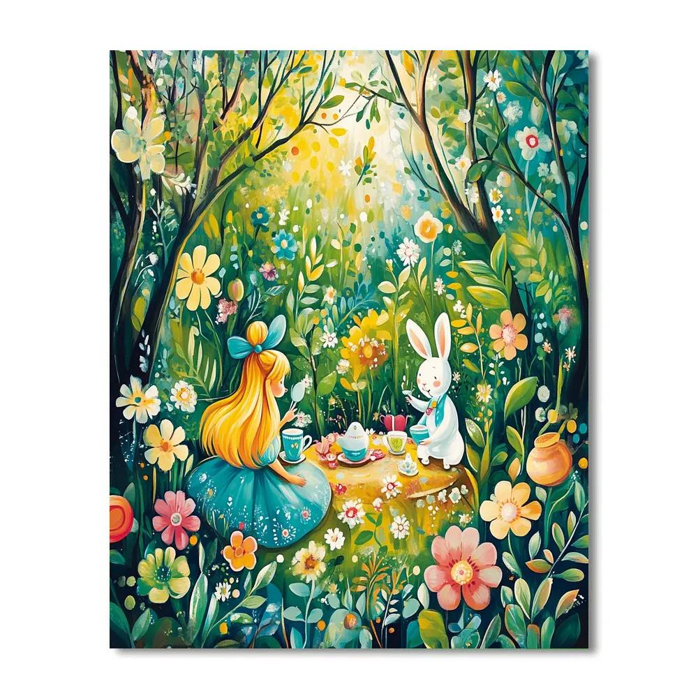Alice And White Rabbit’s Wonderland Picnic Disney Inspired paint by number