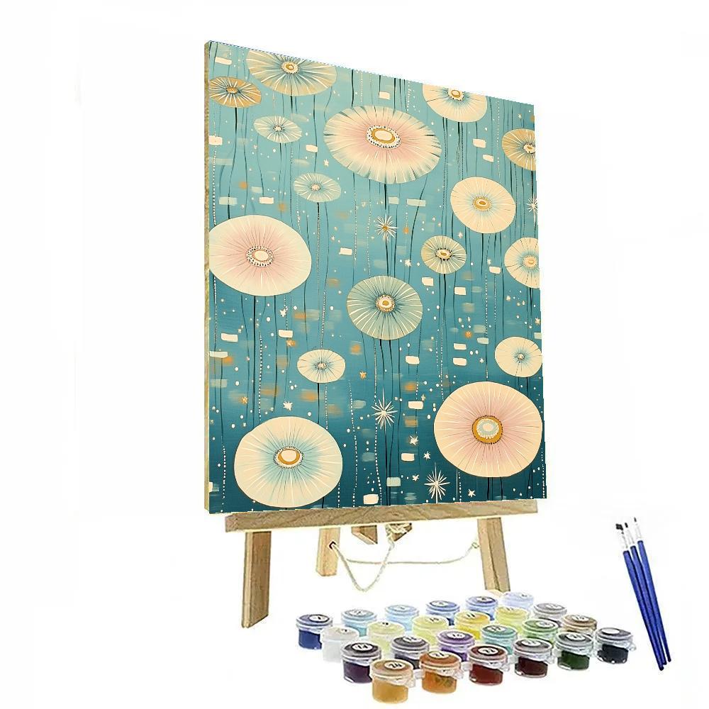 Gustav Klimt Inspired Celestial Lotus Pond Pattern Number painting