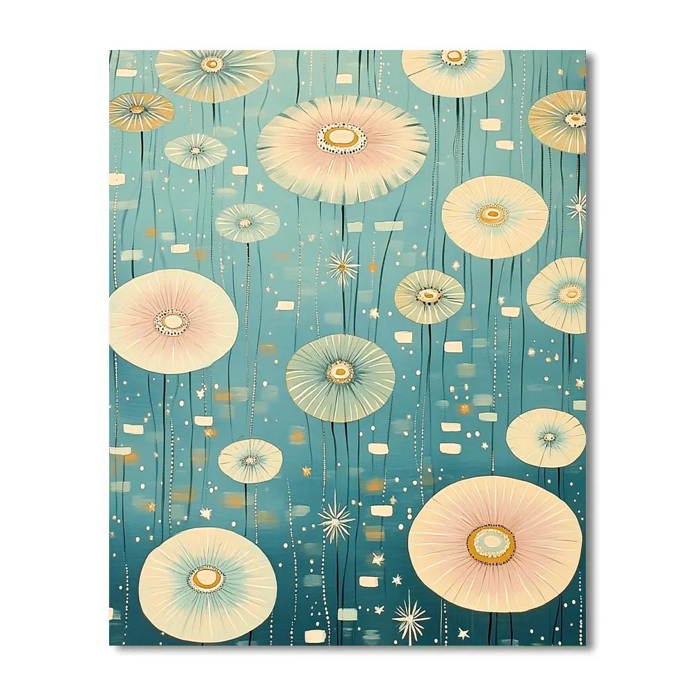 Gustav Klimt Inspired Celestial Lotus Pond Pattern Number painting