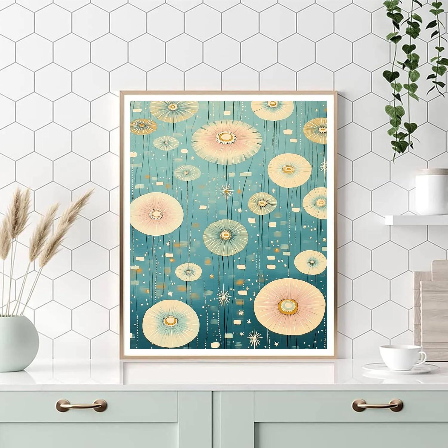 Gustav Klimt Inspired Celestial Lotus Pond Pattern Number painting